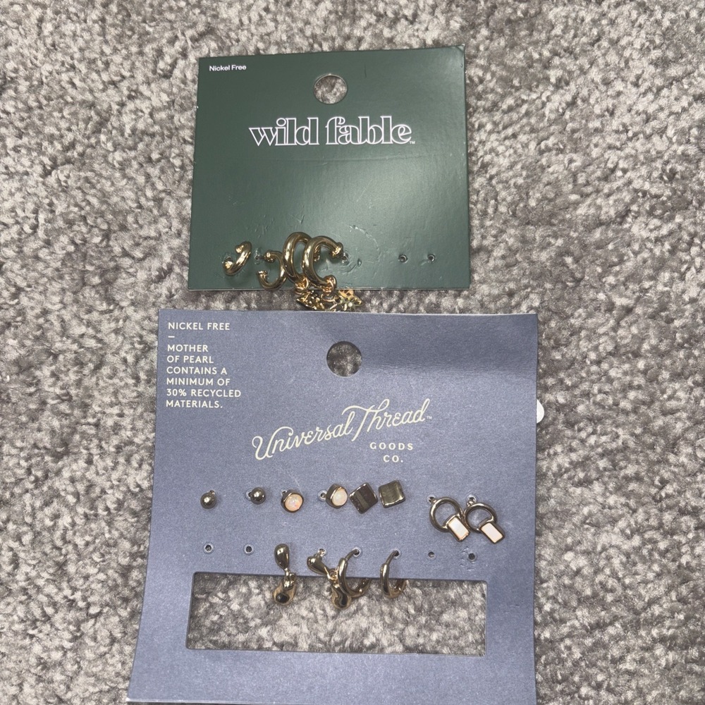 8 Pairs Of Gold Earrings Wild Fable Universal‎ Thread Brand New